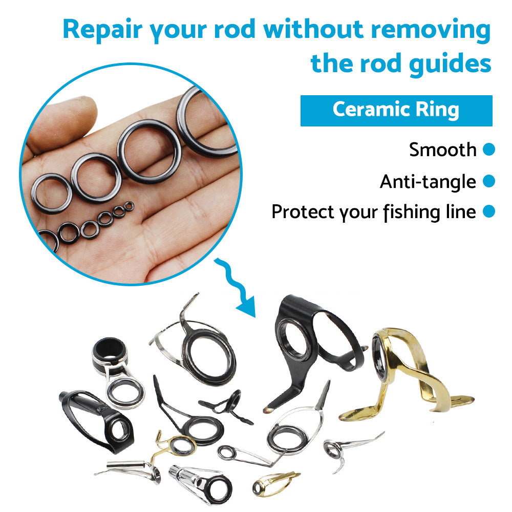 Ceramic Fishing Rod Guide Rings Repair Kit 160PCS 3.7mm-30mm Wear-Resistant
