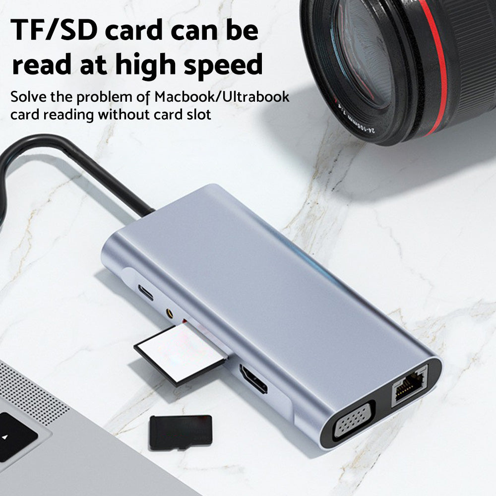 11-in-1 USB-C Hub Adapter with HDMI and USB 3.0 Ports Suitable For MacBook Pro & iPad Pro