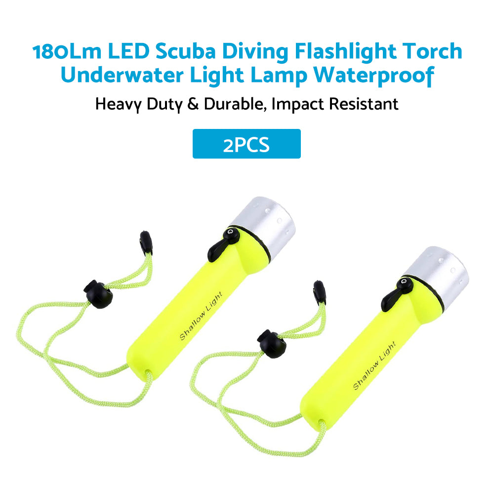 2x Waterproof Bright LED Scuba Diving Underwater Flashlight Torch Light Lamp Suitable For Diving & Outdoor Use