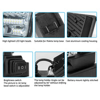 2x 18V 8in LED Work Light Torch with USB Ports Suitable For Makita Battery Camping/Flashlight Use