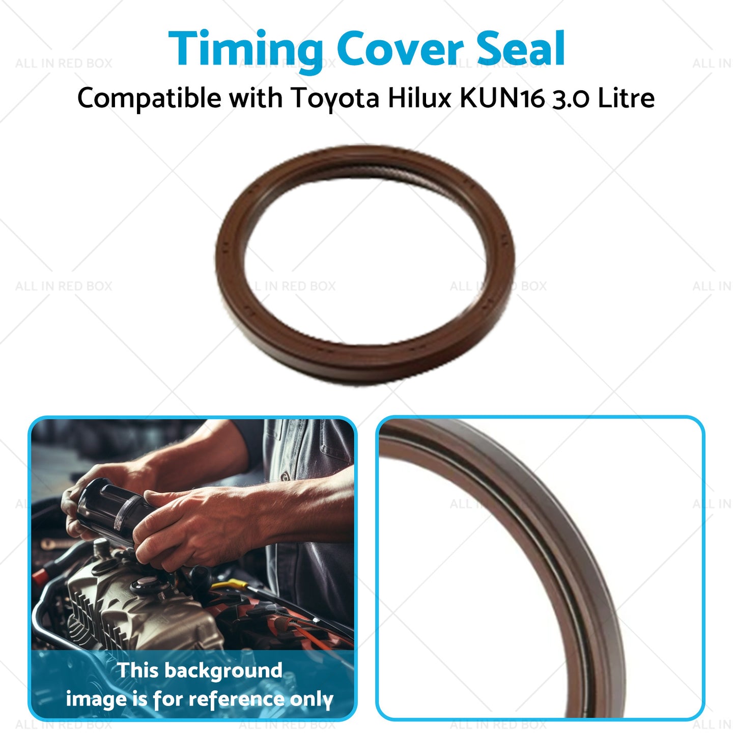 {{ KUN16-1KDFTV Timing Cover Seal Suitable for Toyota Hilux KUN16 3. 0 Litre 05-15 }} - Buy Car Parts Online at {{ Kaka Auto Parts }}.