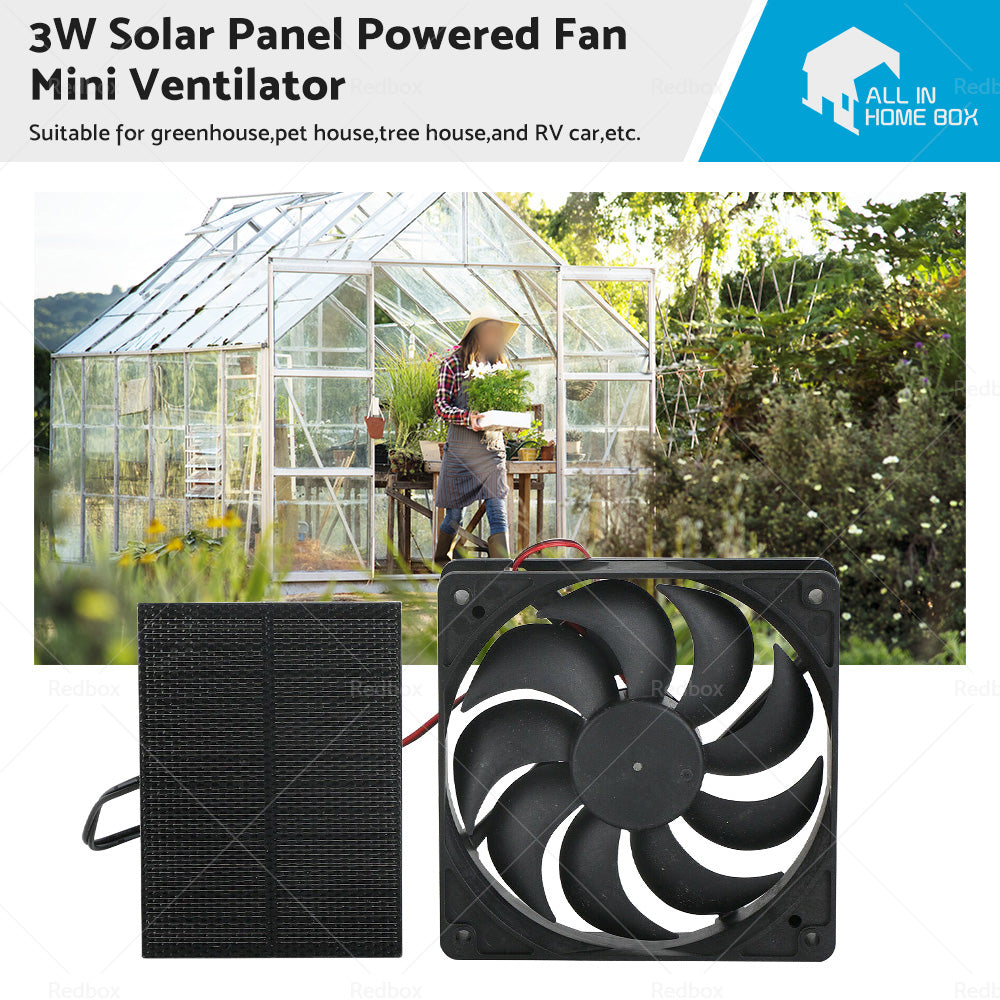 {{ 3W Solar Panel Powered Fan Mini Ventilator For Greenhouse Pet or Dog Chicken House }} - Buy Car Parts Online at {{ Kaka Auto Parts }}.