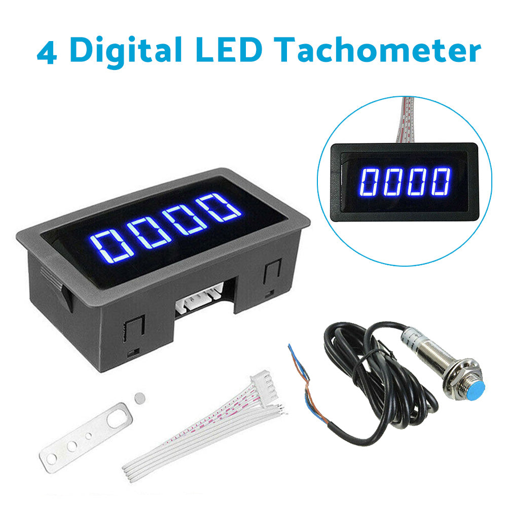 4x Digital LED Tachometer RPM Speed Meters Suitable For Hall Proximity Switch Sensor NPN Set