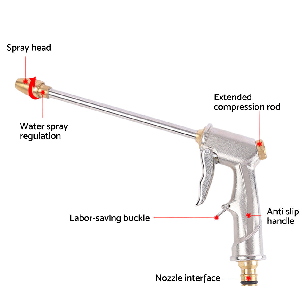 High Pressure Water Hose Nozzle Long Spray Attachment Suitable For Garden Hose & Car Wash