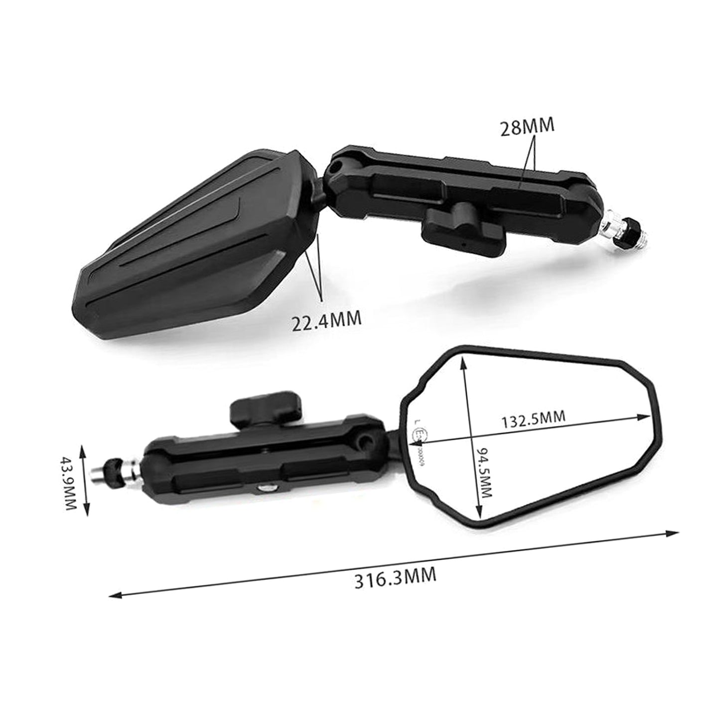 ATV Adventure Mirrors 7/8" Mount Suitable for Honda CRF300L CRF250L CRF230L