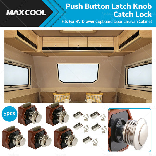 {{ 5x Push Button Latch Knob Catch Lock For Drawer Cupboard Door Caravan Cabinet }} - Buy Car Parts Online at {{ Kaka Auto Parts }}.