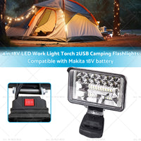 {{ 18V 4in LED Work Light Torch Camping Flashlights 2USB Suitablefor Makita Battery }} - Buy Car Parts Online at {{ Kaka Auto Parts }}.