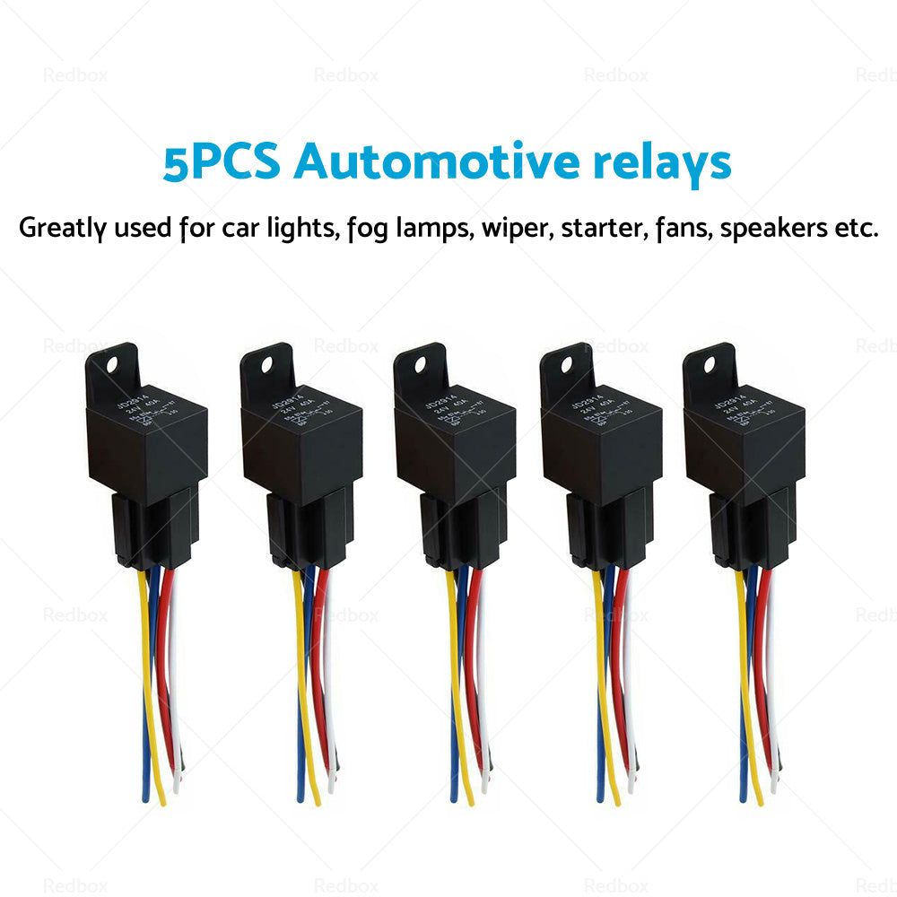 {{ SPDT Automotive Relay With Harness Socket 5x 24V 40A 5 Pin For Car Yacht Caravan }} - Buy Car Parts Online at {{ Kaka Auto Parts }}.