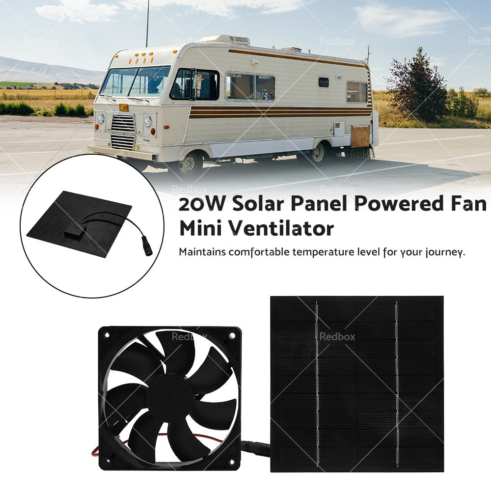 {{ 20W Solar Panel Powered Fan Mini Ventilator For Greenhouse Pet or Dog Chicken House }} - Buy Car Parts Online at {{ Kaka Auto Parts }}.