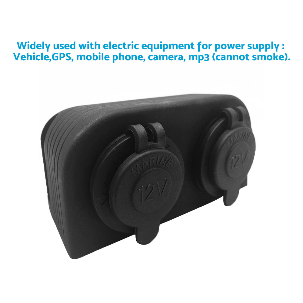 12V-24V Dual Port Surface Mount Cigarette Lighter Suitable for Car Boat Caravan RV