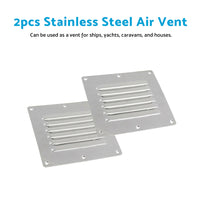 2x Stainless Steel Rectangular Air Vents Suitable For Caravan, Boat & Home Wall Installation