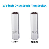 14mm and 16mm 12 Point Deep Thin Wall Spark Plug Socket 3/8 Inch Drive Suitable For Auto Car Removal