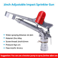 360° Angle Rotation Lawn Water Sprinkler Impact Spray Gun Suitable For Adjustable Alloy Irrigation