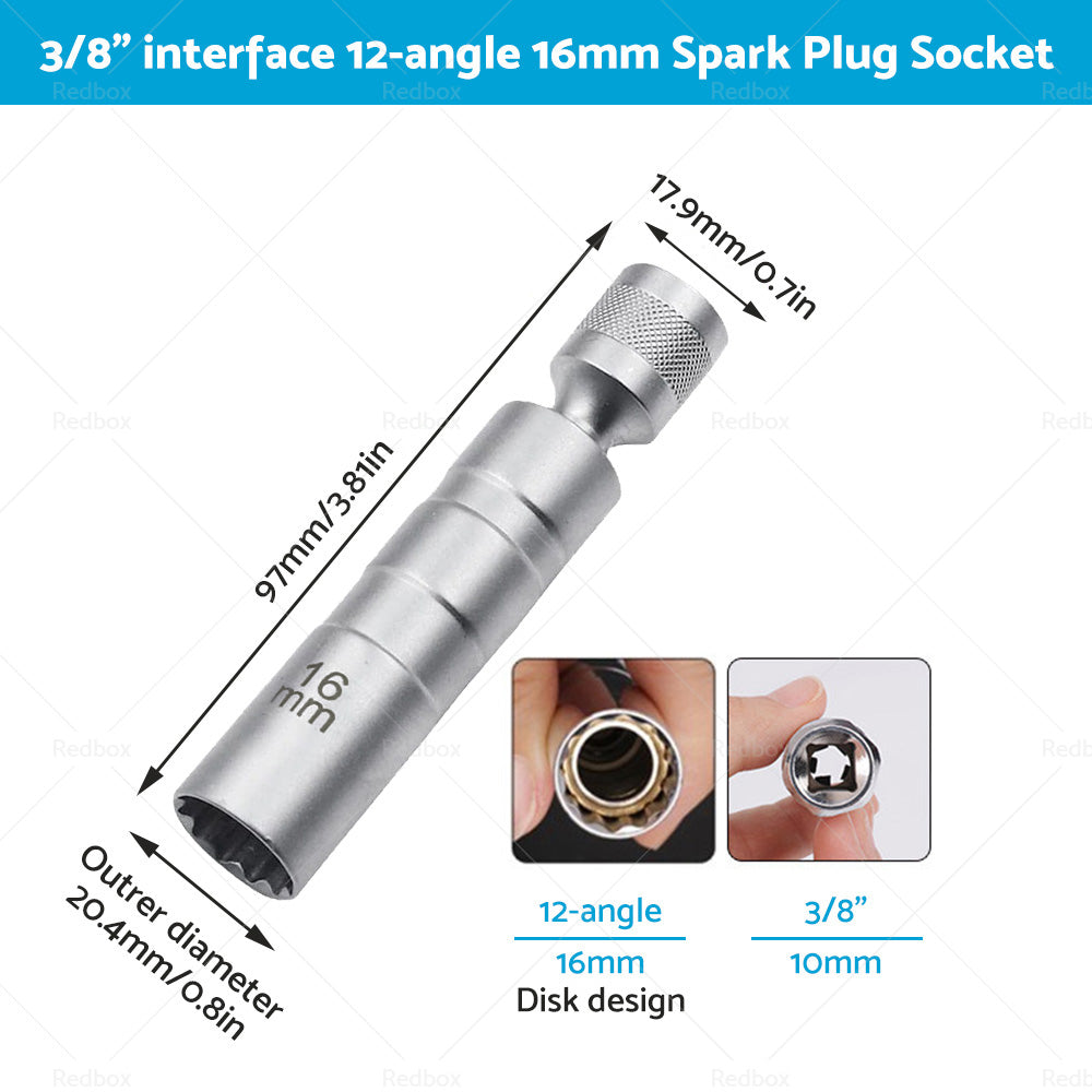 {{ 14/16 MM Thin Wall Magnetic Swivel Spark Plug Socket 12Point Removal Tools }} - Buy Car Parts Online at {{ Kaka Auto Parts }}.