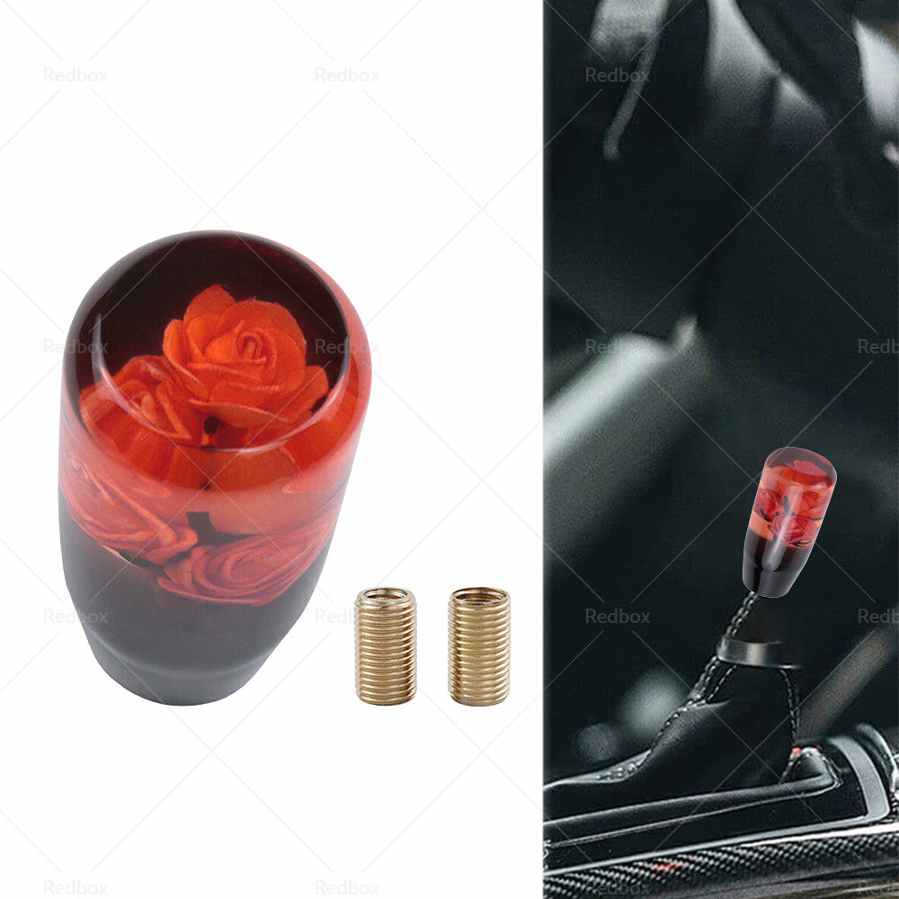 {{ 10CM Clear Red Real Flowers Manual Gear Stick Shift Knob Lever Shifter }} - Buy Car Parts Online at {{ Kaka Auto Parts }}.