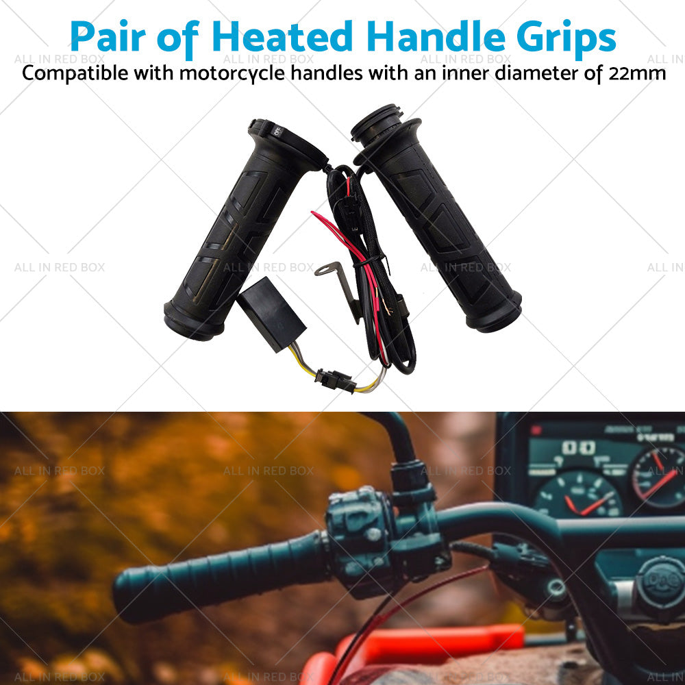 {{ 12v Motorcycle Heated Hand Rubber Grips 22mm 7 8'' Handlebar Grip Adjustable Hot }} - Buy Car Parts Online at {{ Kaka Auto Parts }}.