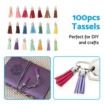 compare product 100PCS Key Chain Ring Tassels Pendants Bulk Leather Tassel Crafts Jewelry Making