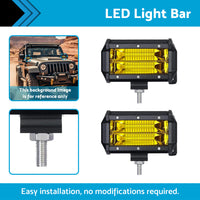 {{ 2x 5inch Flood LED Light Bar Offroad Work Driving Fog Lamp Yellow Cree Spread }} - Buy Car Parts Online at {{ Kaka Auto Parts }}.