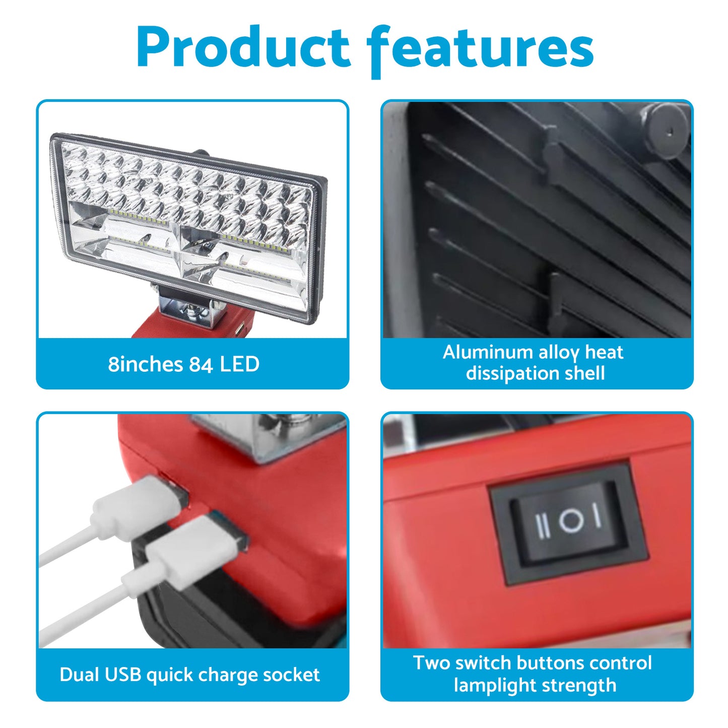 8in Wireless LED Work Light Torch Suitable For Milwaukee 18V Li-ion Battery