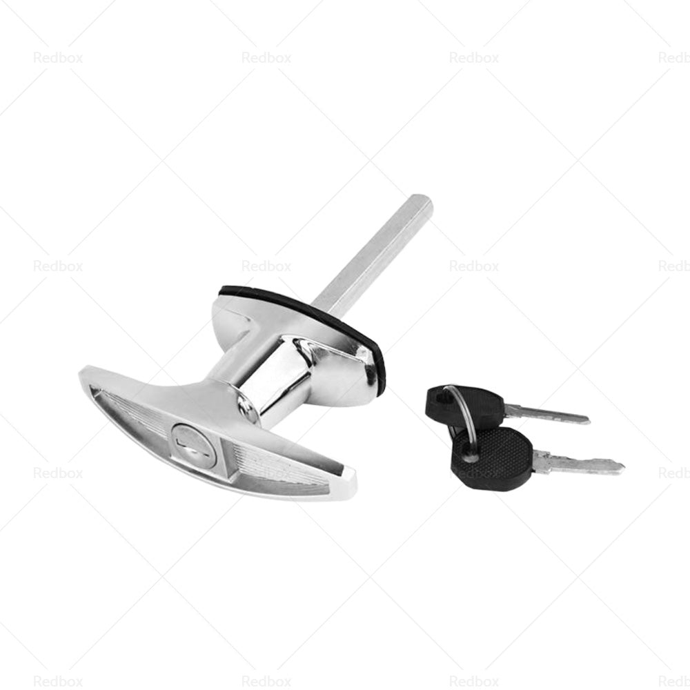 2 Set Chrome Rear Fixing T Handle Lock W or  Key For Trailer Caravan Canopy Toolbox