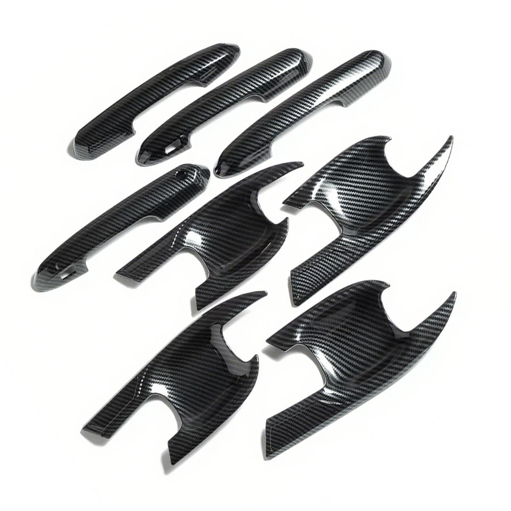 Carbon Fiber Look Door Handle Bowl Strip Covers Suitable for Toyota Kluger 2021–2025
