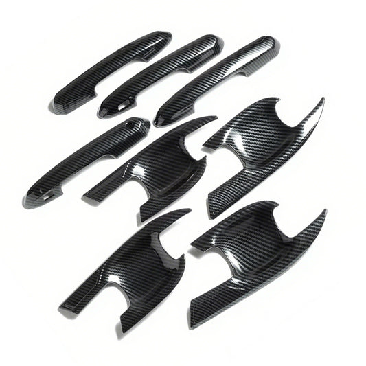 Carbon Fiber Look Door Handle Bowl Strip Covers Suitable for Toyota Kluger 2021–2025