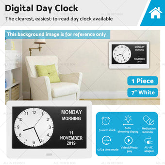compare product 7  LED Large Digital Day Clock Calendar Dementia Date Week Month Year Time Wall