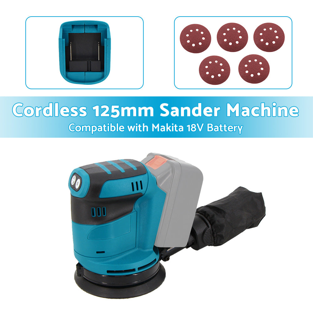 {{ Cordless 125MM Random Orbital Sander Machine Suitable For Makita 18V Battery }} - Buy Car Parts Online at {{ Kaka Auto Parts }}.