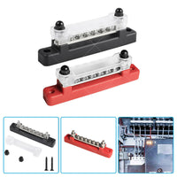 {{ 1 Red  and  1 black Bus Bar Power Distribution Terminal Block 6 Way 12V 150A Rated }} - Buy Car Parts Online at {{ Kaka Auto Parts }}.