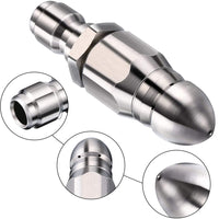 Stainless Steel Sewer Jetter Nozzle For Pressure Washer Suitable For 1" or 4" Drain Connection
