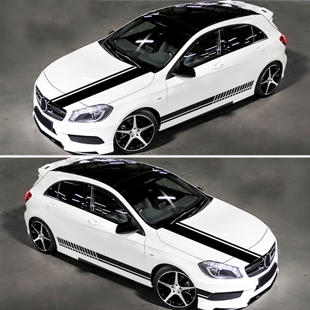 Car Side Body Sticker Vinyl Racing Stripe Decals 5x Long Hood & Roof Universal