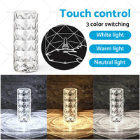 {{ Crystal Table Lamp Rose Diamond Touch Lamp with USB 3 or 16 Color Crystal LED Light }} - Buy Car Parts Online at {{ Kaka Auto Parts }}.