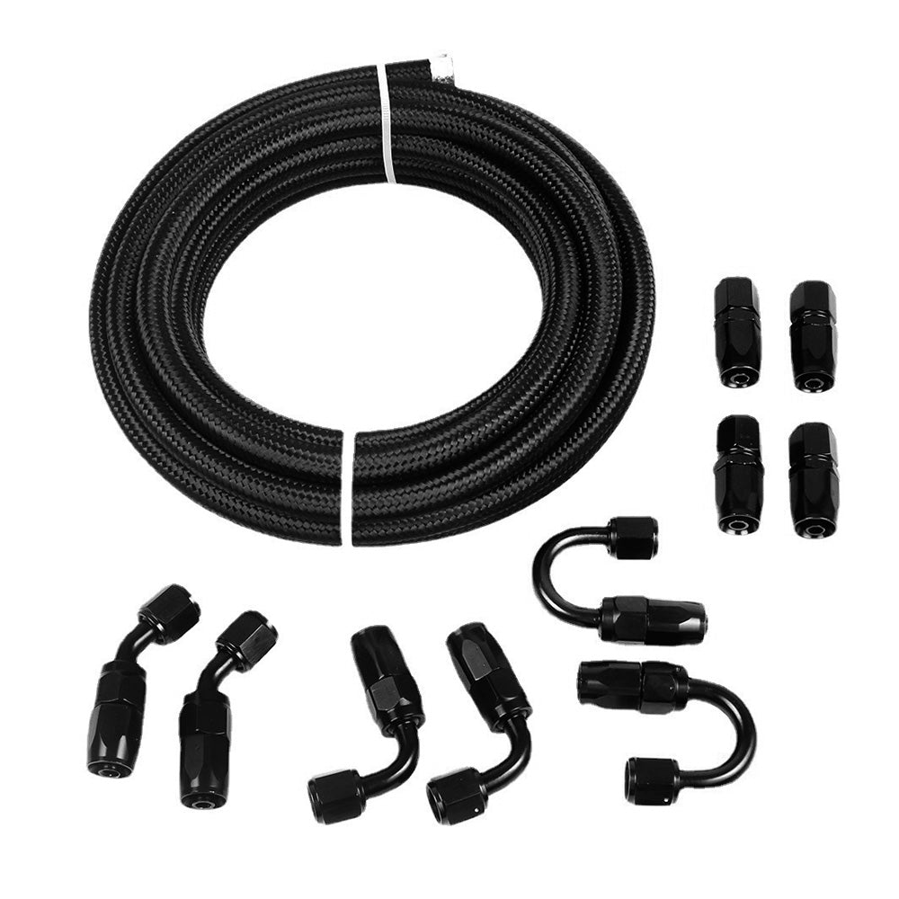 {{ 8AN E85 Stainless Steel Braided PTFE Fuel Line Hose Swivel Fittings Kit 20FT 6M }} - Buy Car Parts Online at {{ Kaka Auto Parts }}.