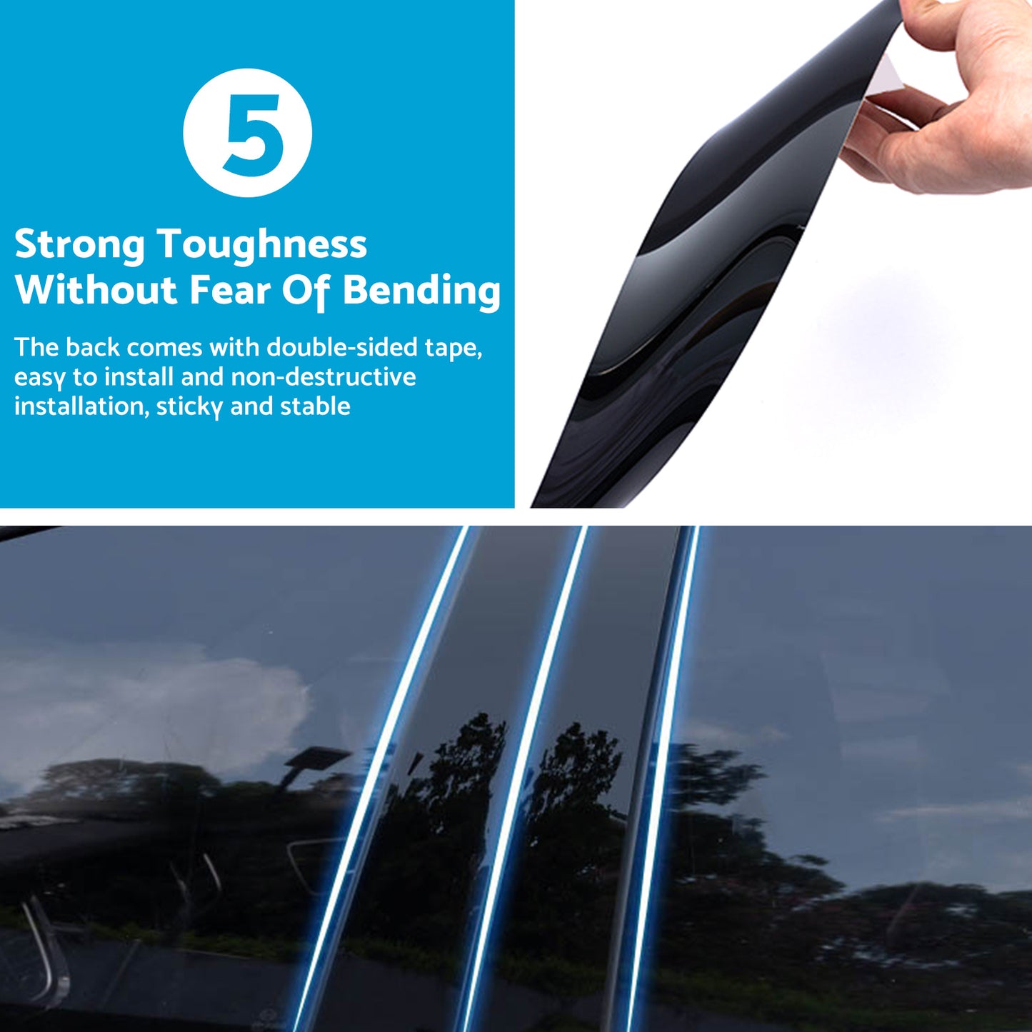6x Black Pillar Post Cover Trims Suitable For Honda Civic 2022