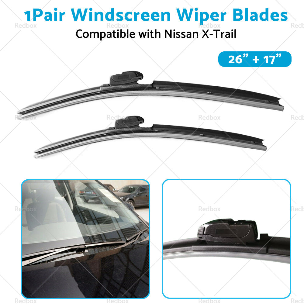 {{ Wiper Blades Suitable for Nissan X-Trail T32 2014-2022 Front Pair 26inch  17inch }} - Buy Car Parts Online at {{ Kaka Auto Parts }}.
