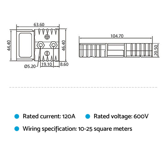 2x Grey Anderson Style Plug 120A Heavy Duty Connector Suitable For Universal Use