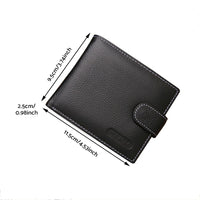 Men's Bi-Fold Wallet Black Top Layer Cowhide Leather With Card Slots & Coin Pocket