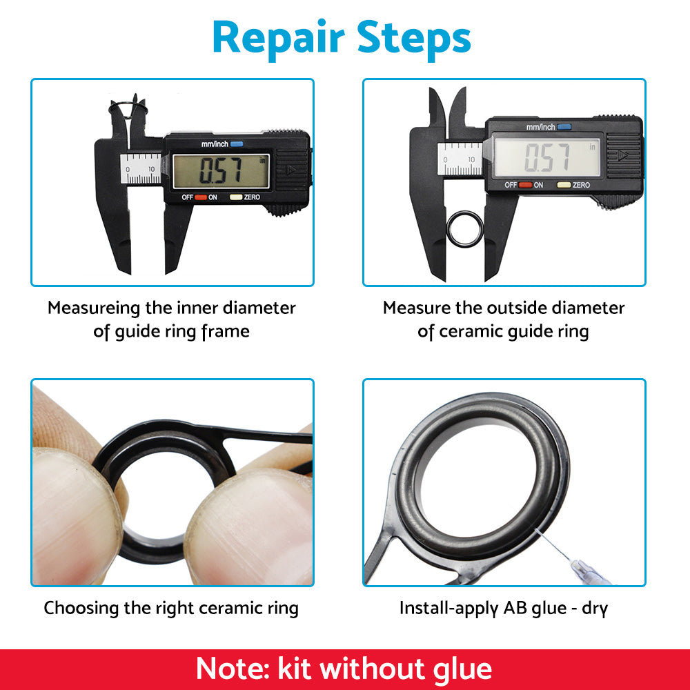Ceramic Fishing Rod Guide Rings Repair Kit 160PCS 3.7mm-30mm Wear-Resistant