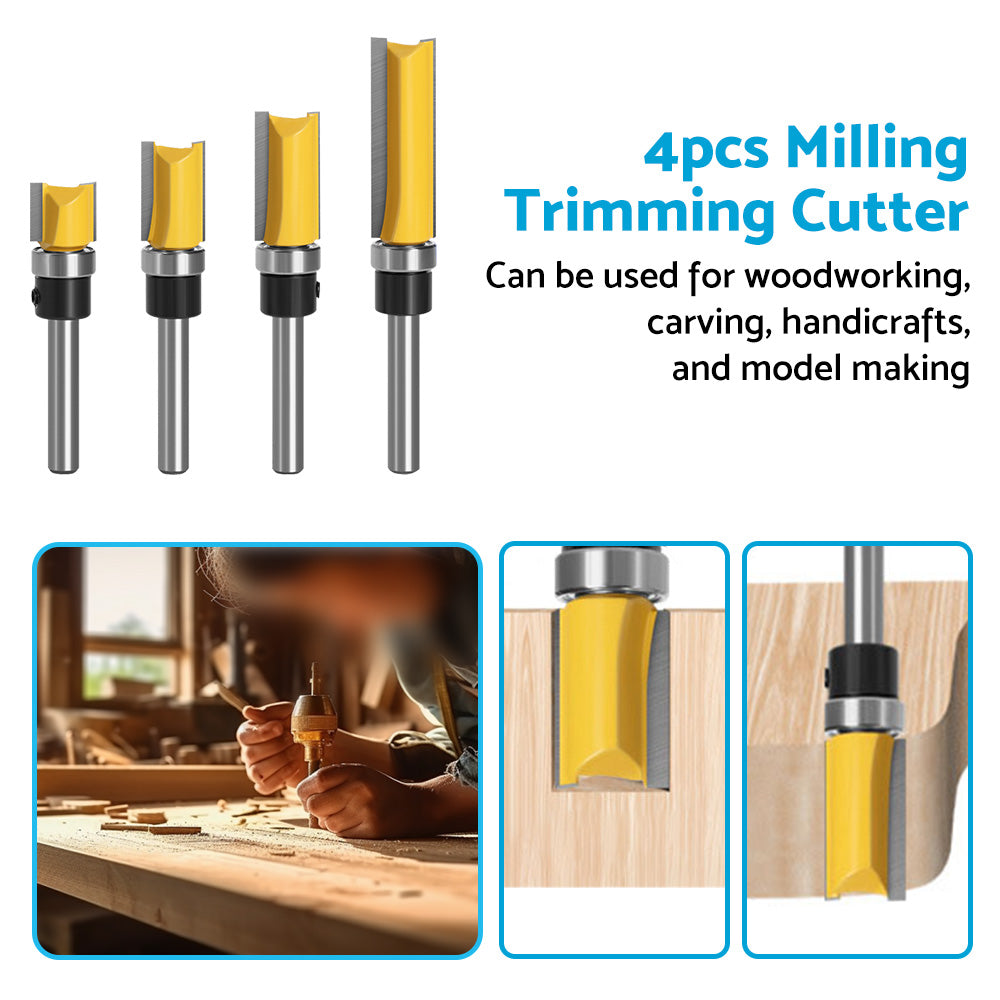 {{ 4pcs 1 4 Shank Top Bearing Flush Trim Pattern Router Bit Set Milling Cutter Kit }} - Buy Car Parts Online at {{ Kaka Auto Parts }}.