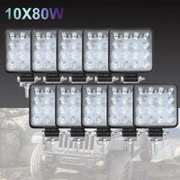 {{ 10x 4" Flood LED Work Lights 80W 12V Square IP68 Suitable For Vehicle/Boat }} - Buy Car Parts Online at {{ Kaka Auto Parts }}.