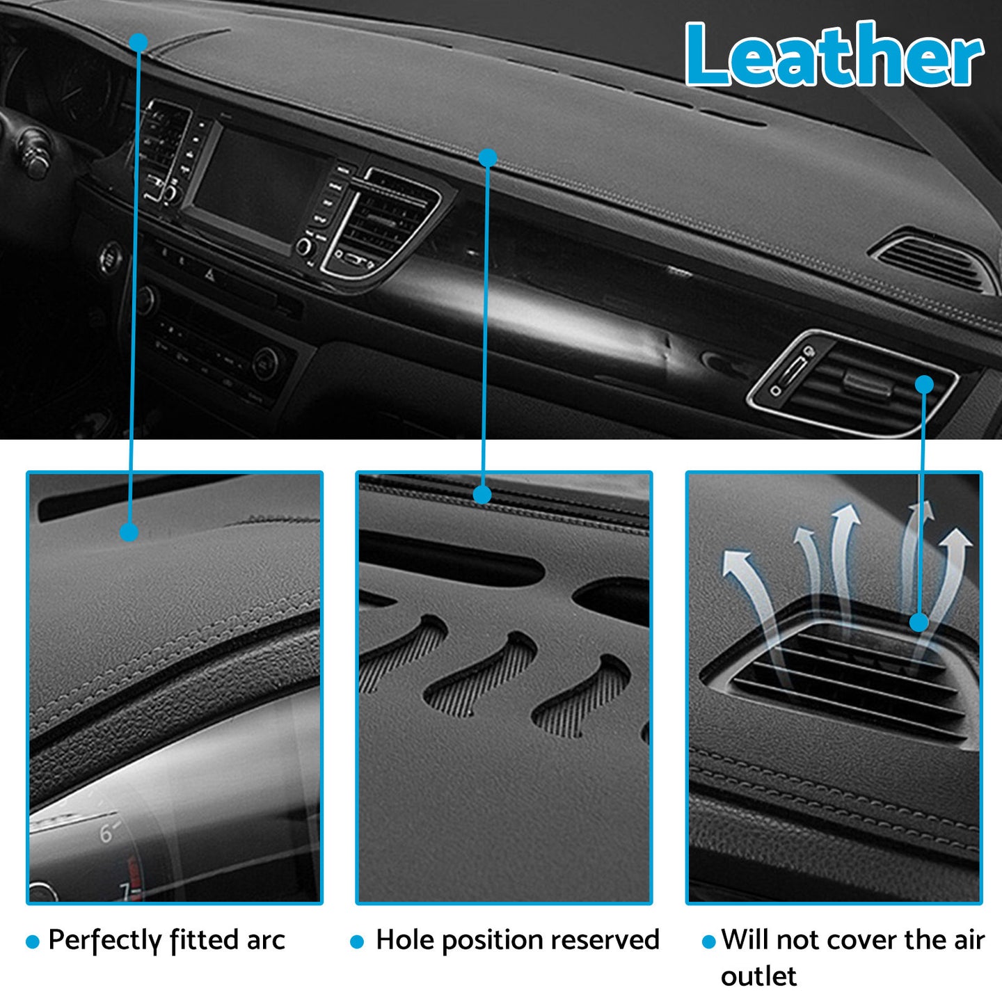 {{ Dash Mat Microfiber Leather Black Suitable For Toyota Prado 150 Series 2009-2024 }} - Buy Car Parts Online at {{ Kaka Auto Parts }}.