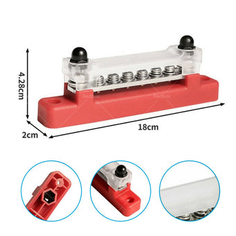 compare product 2 Way 6 Way Bus Bar Power Distribution 12V 150A Rated Terminal Block Black Red