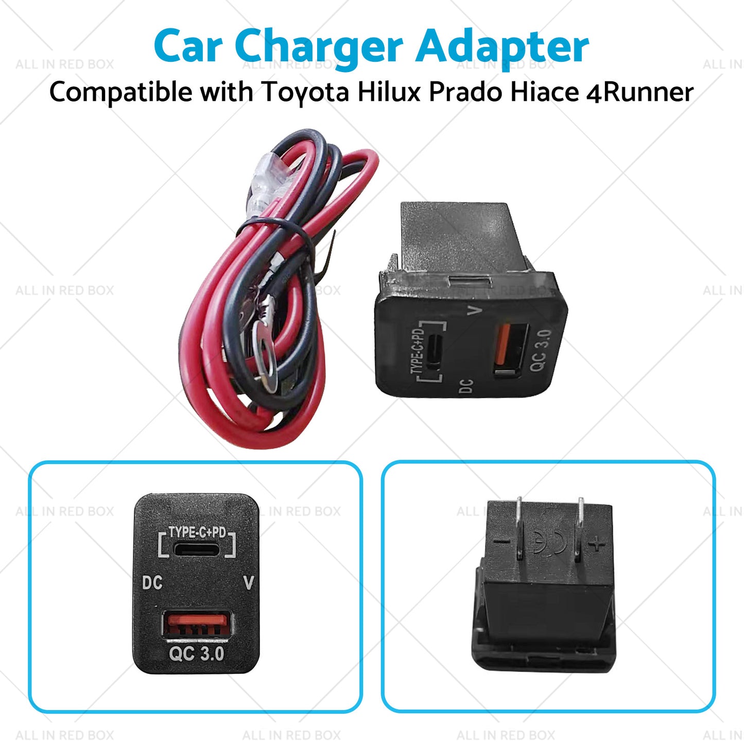 {{ TYPE C  VOLT  QC 3. 0 USB CHARGER Suitable for Toyota Hilux Prado BLUE LED 12v }} - Buy Car Parts Online at {{ Kaka Auto Parts }}.