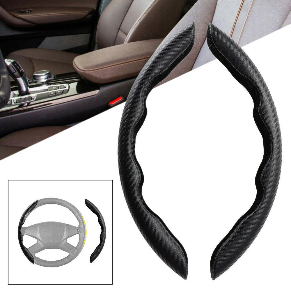 2x Black Carbon Fiber Steering Wheel Booster Non-Slip Cover Trim Accessories
