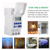 {{ AU Local Digital LCD Power Programmable DIN Rail Timer Time Switch Relay AC 220V }} - Buy Car Parts Online at {{ Kaka Auto Parts }}.