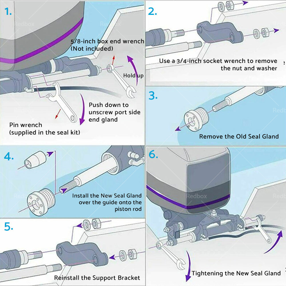 {{ Front Mount Hydraulic Steering Cylinder Seal Kit  and  Bleed Kit For Seastar HS5157 }} - Buy Car Parts Online at {{ Kaka Auto Parts }}.
