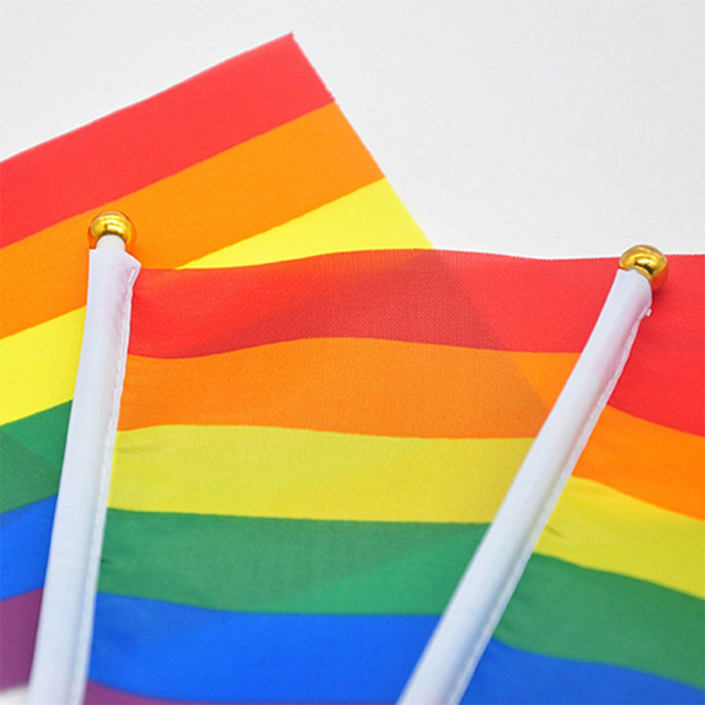 100x Small Rainbow Pride Flags Suitable For Gay, Lesbian & LGBT – 14x21cm Mini Hand Waving Flags