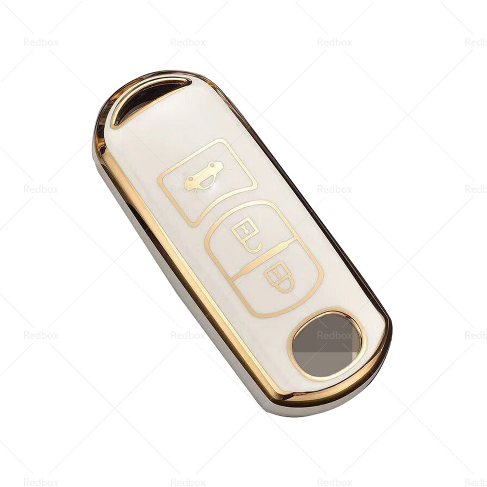 {{ Beige TPU Car Remote Key Fob Case Cover Fits For Mazda 2 3 5 6 CX-3 CX-5 CX-7 }} - Buy Car Parts Online at {{ Kaka Auto Parts }}.