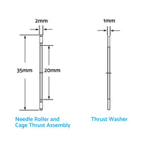 {{ 10PCS 20mm x 35mm x 2mm AXK2035 Thrust Needle Roller Bearing with AS2035 Washer }} - Buy Car Parts Online at {{ Kaka Auto Parts }}.