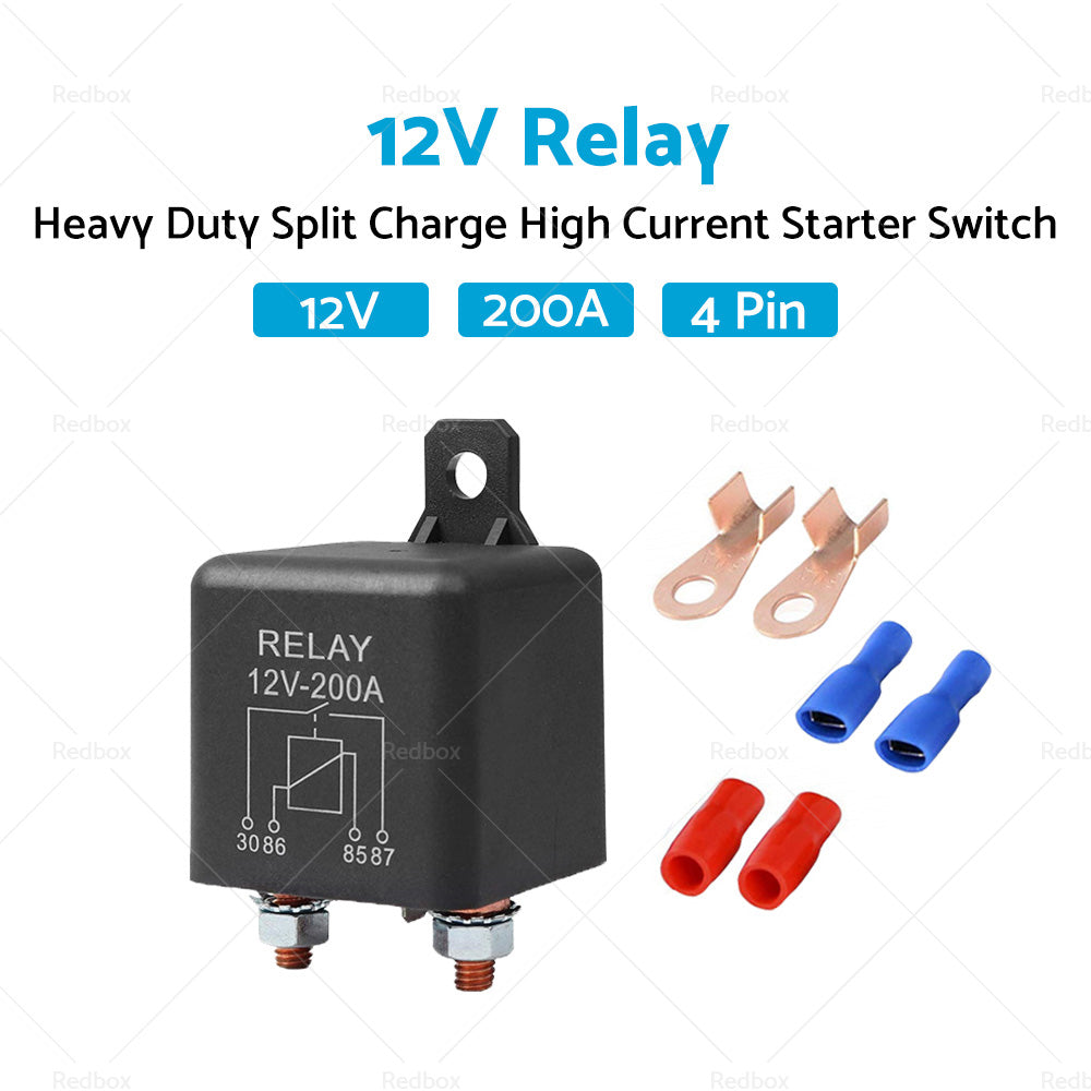 {{ 12V DC 200A Car Relay Heavy Duty Split Charge High Current 4Pin Starter Switch }} - Buy Car Parts Online at {{ Kaka Auto Parts }}.
